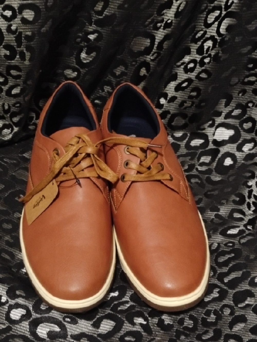 Vostey Tan Lace-Up Casual Men's Shoes with Cream Sole NIB